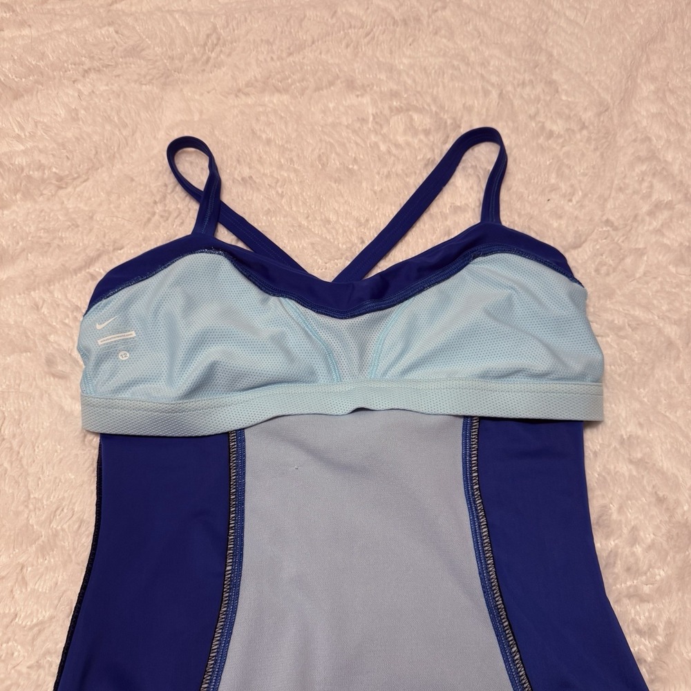 Nike one piece colorblock athletic swimsuit in black and royal blue Size 12 / L - Picture 7 of 7